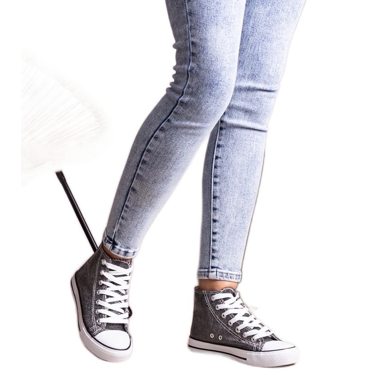 Tenisi înalți, negri strălucitori, de la Ranifali negru