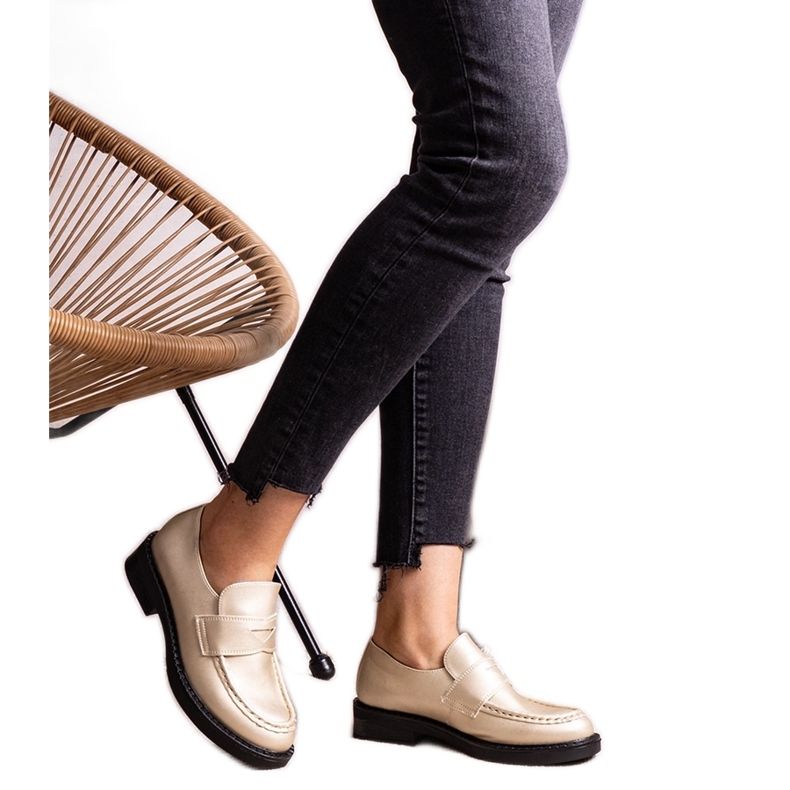 Mocasini aurii eleganti Élodie de aur