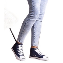 Tenisi înalți bleumarin din piele ecologică de la Boniface albastru