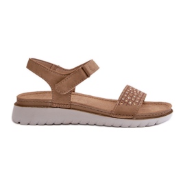 Sandale de damă decorate ușoare și confortabile cu velcro, bej închis Inblu CN000039 Sandale de damă decorate ușoare și confortabile cu velcro, bej închis Inblu CN000039