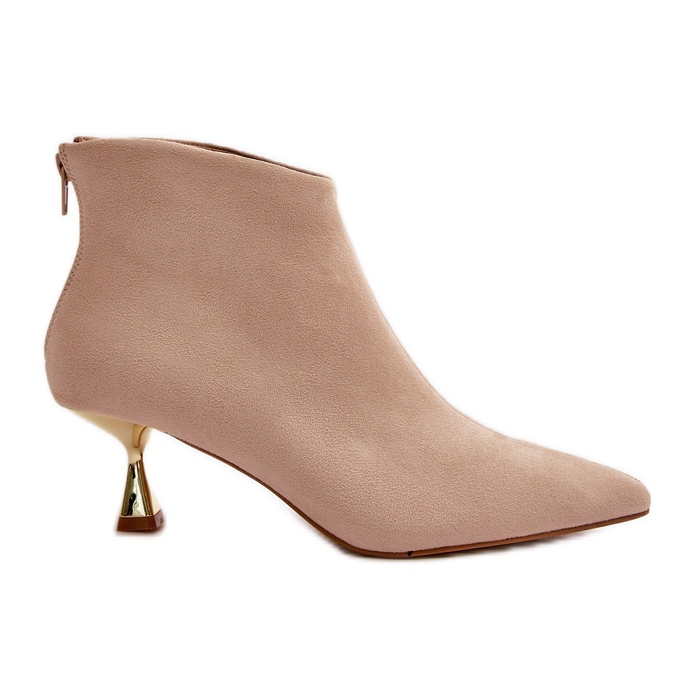 Cizme Damă Toc Înalt Eco Suede Bej Terlena