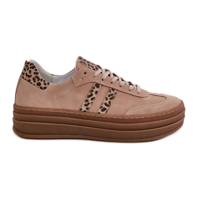 Pantofi de damă Zazoo N1068S4 din piele intoarsa pe platforma roz leopard