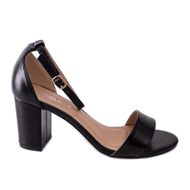 Sandale negre cu toc de la Asgha negru Sandale negre cu toc de la Asgha negru