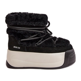 Cizme de zăpadă din piele de damă, pe talpă groasă, cu blană Big Star OO274A206 Negru
