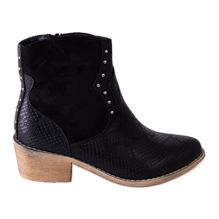 Botine negre cu toc de la Madmina negru