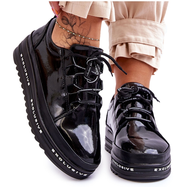 S.Barski Pantofi negri Chantal din piele lacuita negru