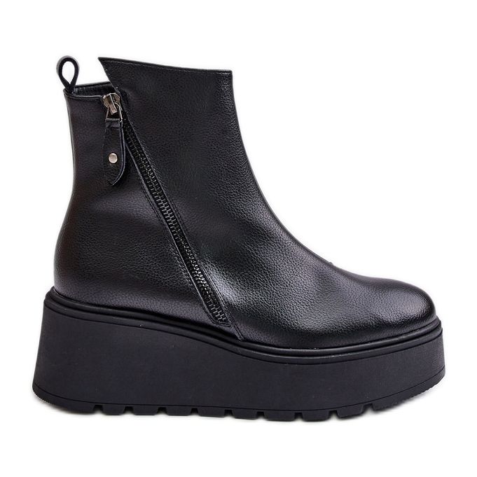 Cizme Izolatoare De Dama Pe Pana Si Platforma, Piele Naturala, Neagra Vinceza 58340 negru