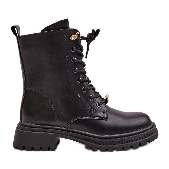 Cizme de dama din piele ecologica cu ace Rianael Negru