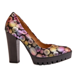 Pompe din piele cu toc înalt Maciejka 02629-39 Multicolor negru