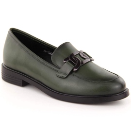 Pantofi de dama lords cu decor, verde Potocki 12425