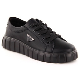 Pantofi de dama piele neagra pe platforma Filippo DP4670 negru