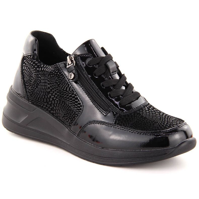 Pantofi cu pană de damă din piele neagră Filippo DP6352 negru