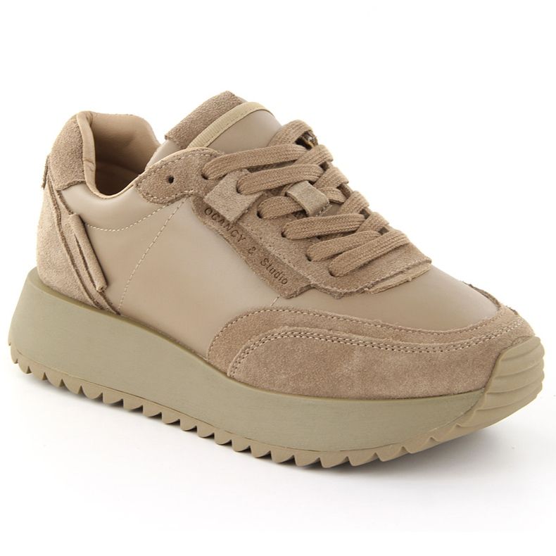 Pantofi sport dama din piele, bej, Artiker 55C0022