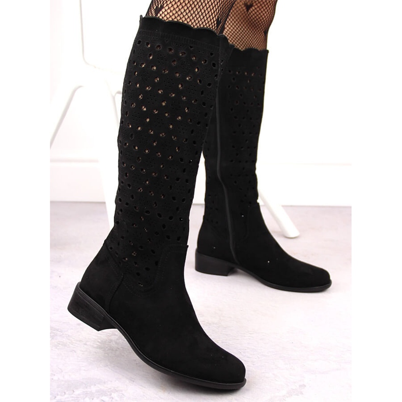 M. DASZYŃSKI Cizme ajurate din piele intoarsa neagra M.Daszyński SA198-33 negru M. DASZYŃSKI Cizme ajurate din piele intoarsa neagra M.Daszyński SA198-33 negru