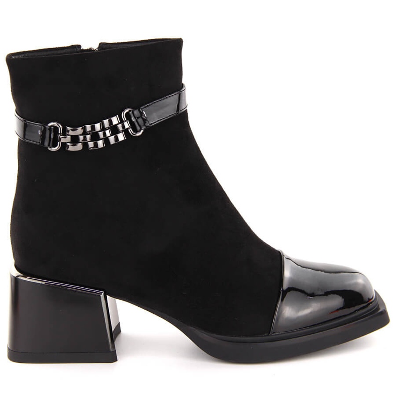 Botine de damă cu toc negru decorativ D&amp;A S.Barski Premium Collection MR880-018