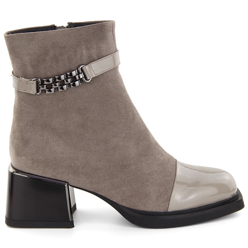 Botine de damă cu tocuri decorative D&amp;A S.Barski Premium Collection MR880-018 bej