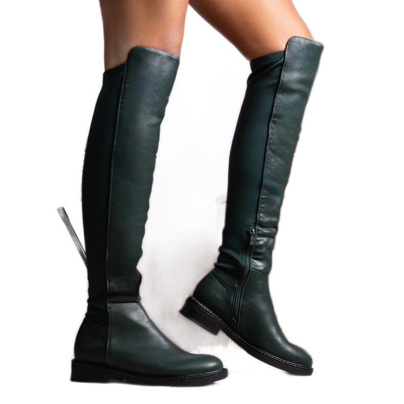 Cizme lungi verzi din piele ecologica Polmapina verde