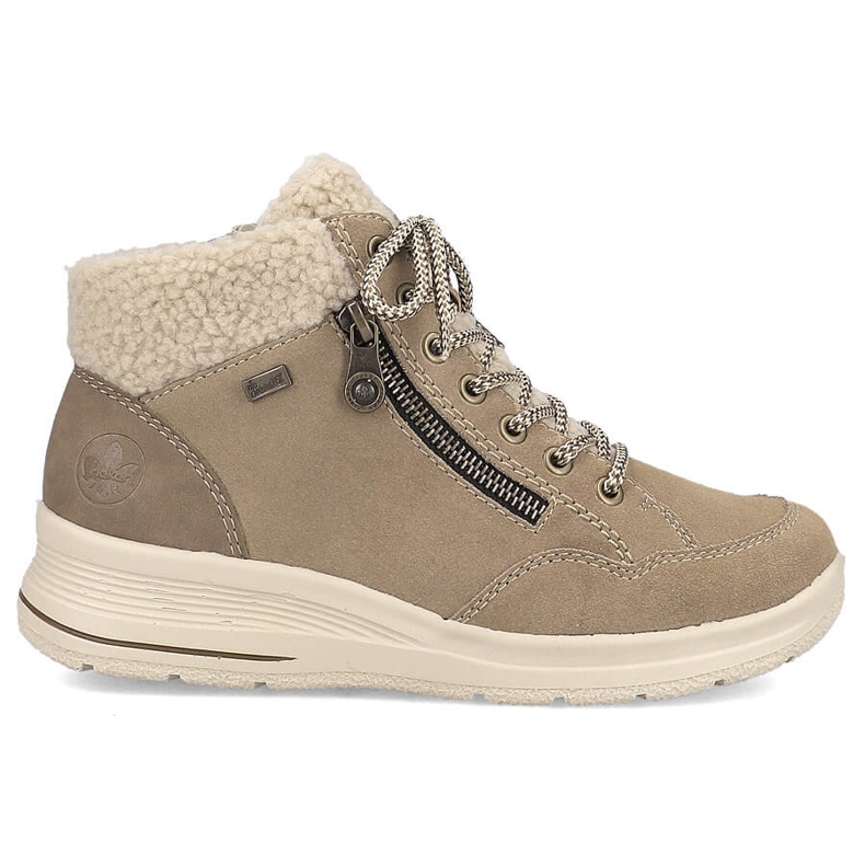 Botine de dama impermeabile din piele bej Rieker L7701-24