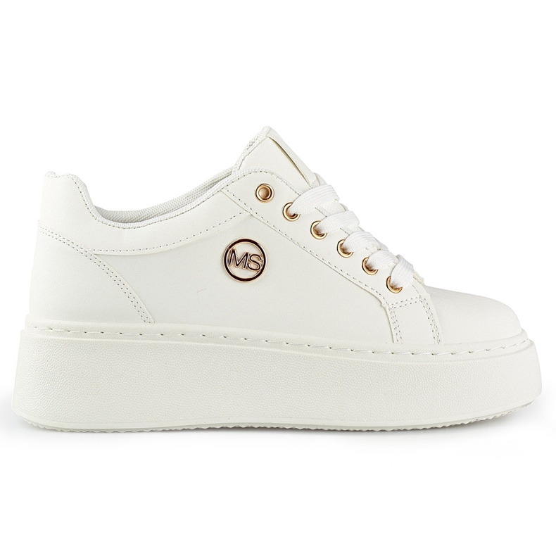 Tenisi albi de dama cu talpa groasa