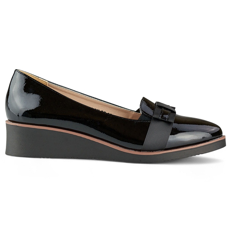 Pantofi de damă, negri, lacui, cu pană joasă negru