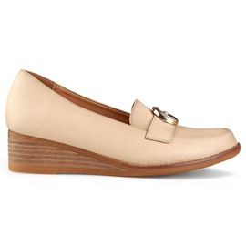 Pantofi de dama bej cu pană joasă Pantofi de dama bej cu pană joasă