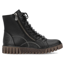 Botine de dama din piele neagra pe platforma Rieker Y3410-00 negru