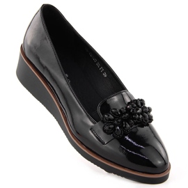 Pantofi dama lacuiti cu decor, negri Vinceza 58400 negru