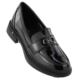 Mocasini de dama din piele lacuita, negru, Vinceza 58409