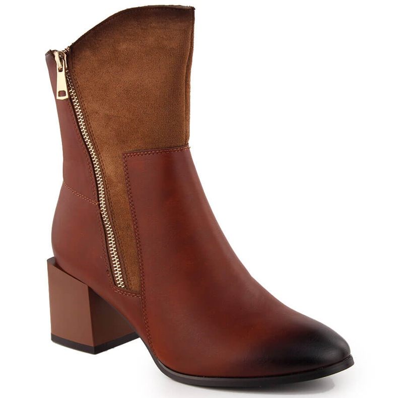 Botine izolate maro cu toc inalt de dama Jezzi ASA217-9 Botine izolate maro cu toc inalt de dama Jezzi ASA217-9