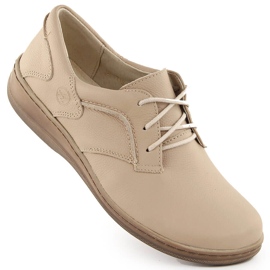 Pantofi confortabili din piele de dama bej Helios 715