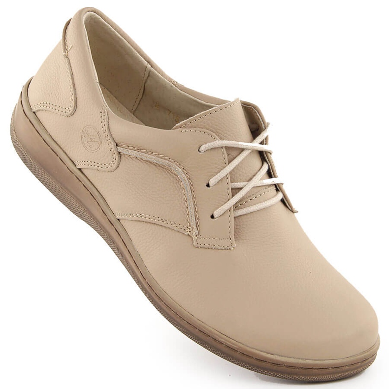 Pantofi confortabili din piele de dama bej Helios 715