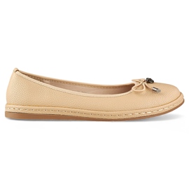 Balerini de dama bej cu brant din piele, pantofi de dama comozi Balerini de dama bej cu brant din piele, pantofi de dama comozi
