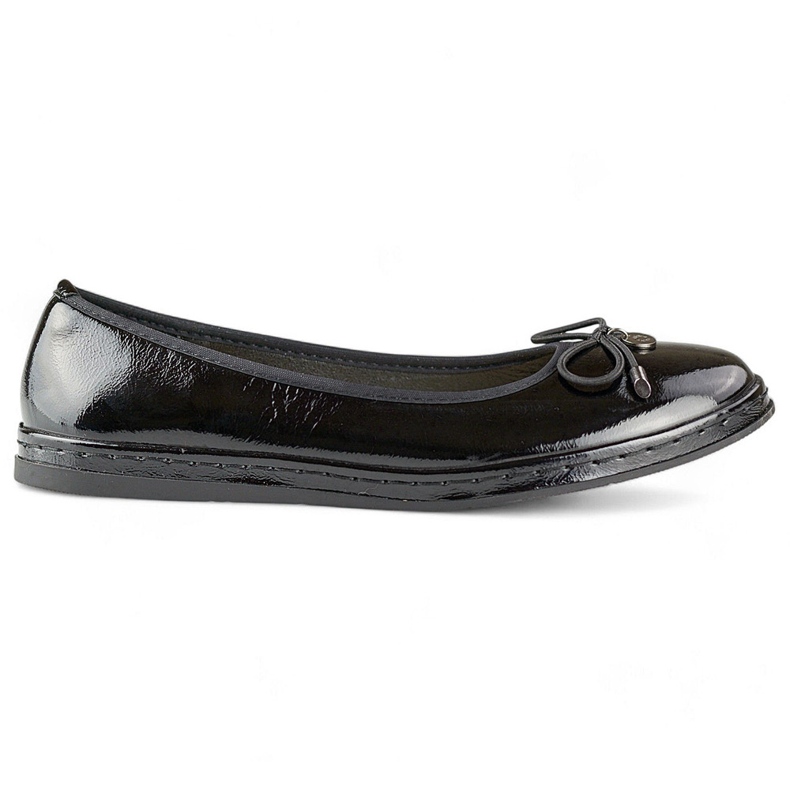 Balerini negri de damă cu branț din piele, pantofi confortabili de damă negru Balerini negri de damă cu branț din piele, pantofi confortabili de damă negru