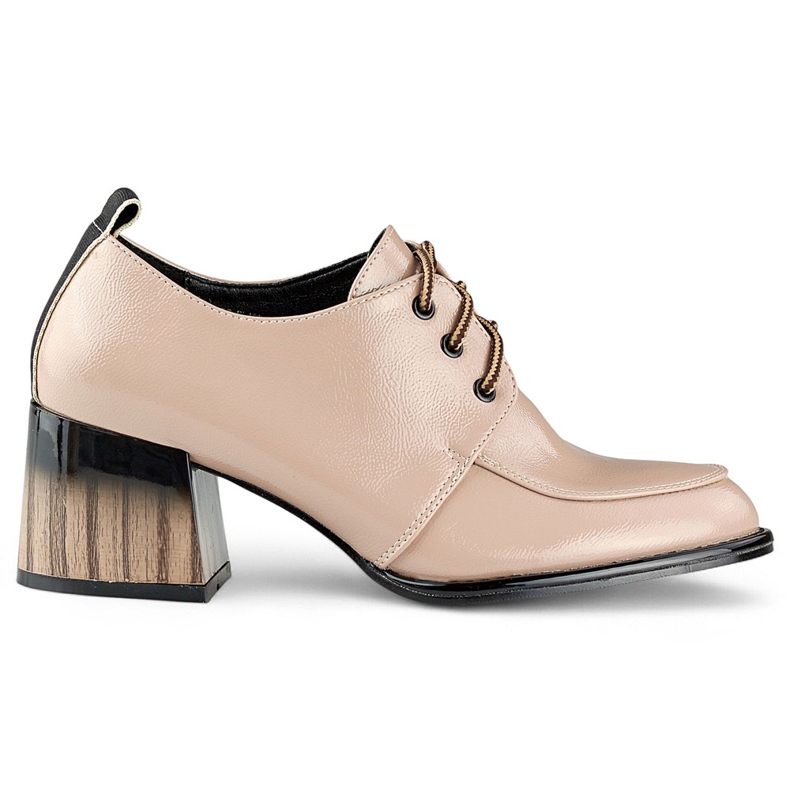 Botine bej lacuite pe toc rosu, pantofi eleganti de dama Botine bej lacuite pe toc rosu, pantofi eleganti de dama