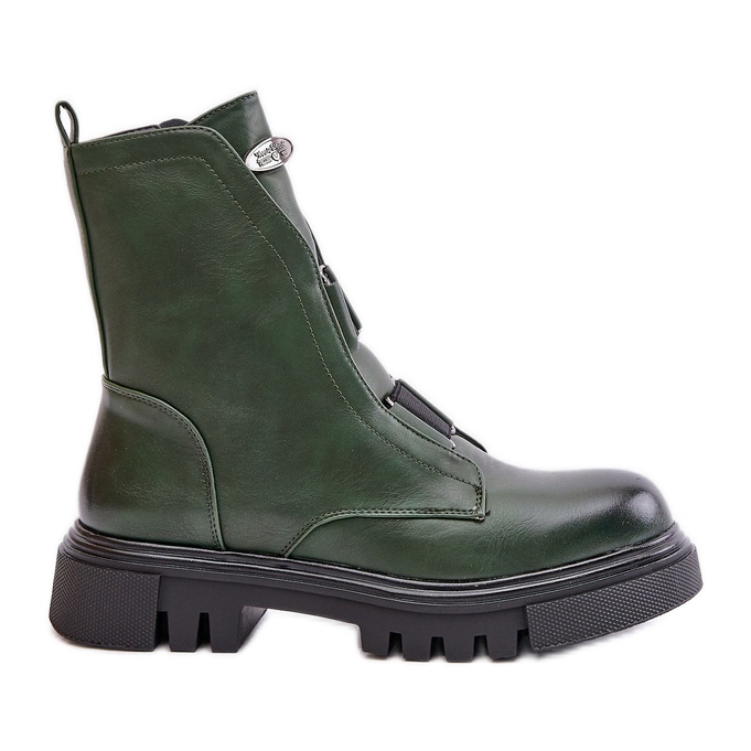 Cizme Izolatoare De Munca De Dama Cu Fermoar, Piele Eco, Mailyra Verde