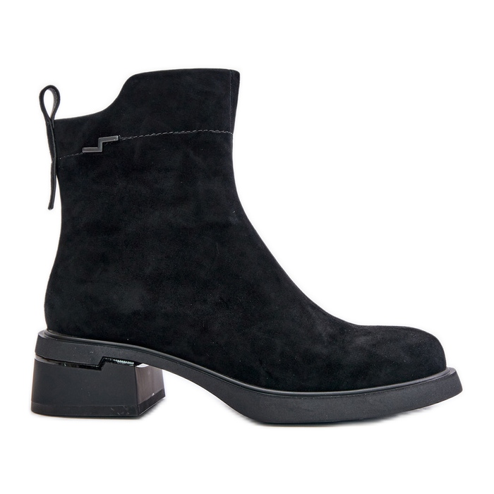 Ghete izolate pentru femei din piele intoarsa naturala cu fermoar, Negru Vinceza 66696