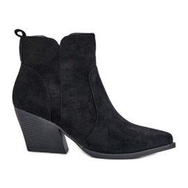 Ghete Cowboy Izolate Eco Suede Cu Fermoar, Virtris Negru Ghete Cowboy Izolate Eco Suede Cu Fermoar, Virtris Negru