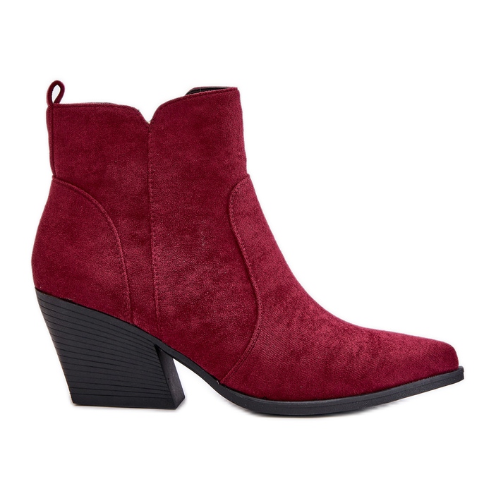 Ghete Cowboy Izolate Eco Suede Cu Fermoar, Virtris Bordeaux roșu Ghete Cowboy Izolate Eco Suede Cu Fermoar, Virtris Bordeaux roșu