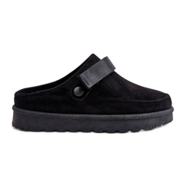 Flip-flops de damă căptușiți cu blană pe platforma Black Azida negru