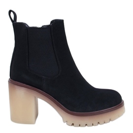 Cizme Mattis Black cu toc lat cu protector negru
