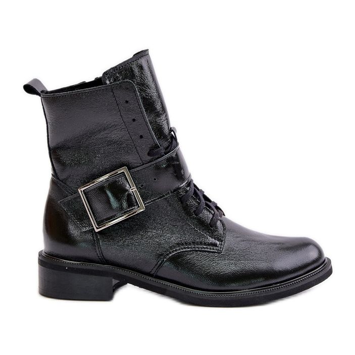 Botine din piele cu cataramă Zazoo 2949, negru