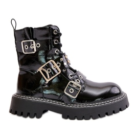 Cizme Muncitor Brevet Cu Catarame Negru Serizia Cizme Muncitor Brevet Cu Catarame Negru Serizia