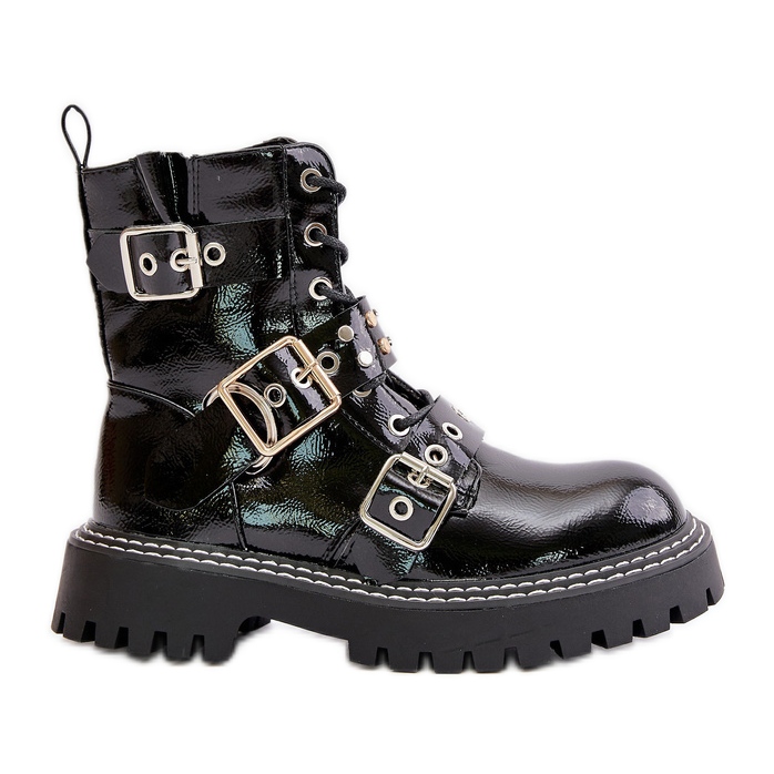 Cizme Muncitor Brevet Cu Catarame Negru Serizia Cizme Muncitor Brevet Cu Catarame Negru Serizia