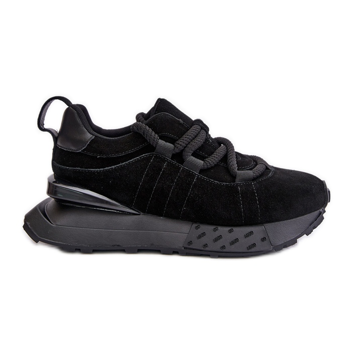 Pantofi de damă din piele intoarsa pe platforma cu sireturi groase Artiker 54C1464 negru