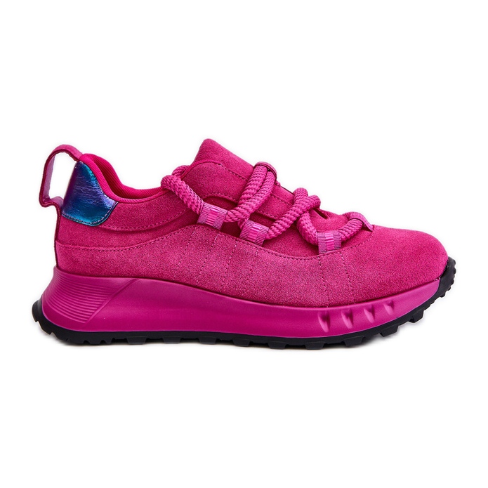 Pantofi de damă din piele intoarsa cu sireturi groase Artiker 54C1461 fucsia roz