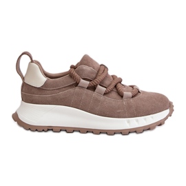 ARTIKER Pantofi de damă din piele intoarsa cu sireturi groase Artier 54C1409 bej
