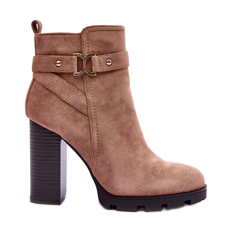 Cizme Liani Cu Toc Înalt Bej