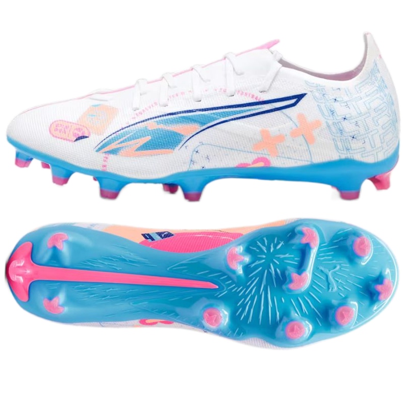 Pantofi de fotbal Puma Ultra 5 Match Vol.Up FG/MG 108064-01 alb