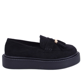 Mocasini Trinity Black cu franjuri negru