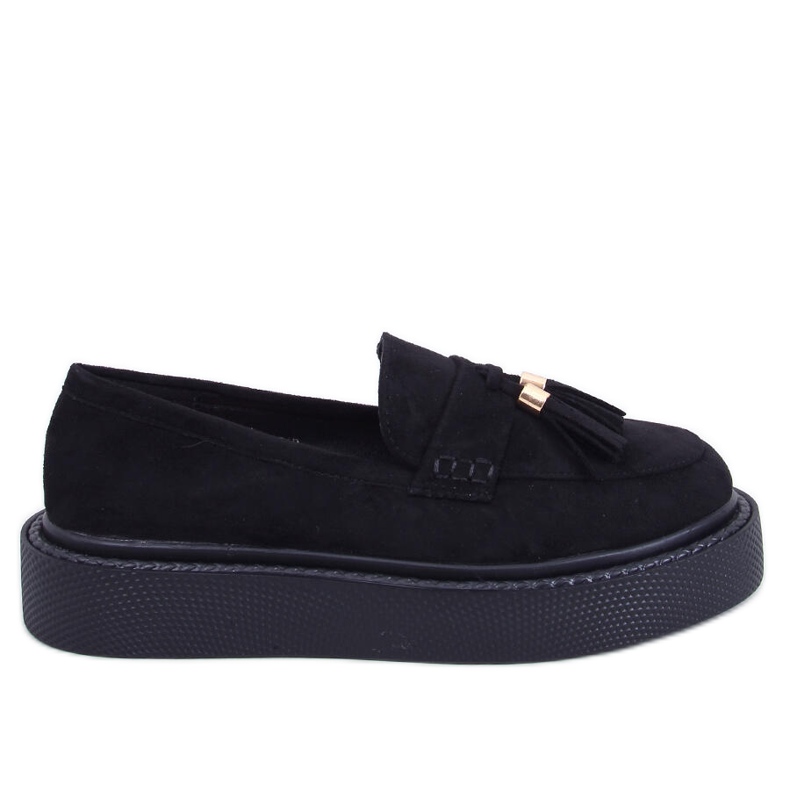 Mocasini Trinity Black cu franjuri negru